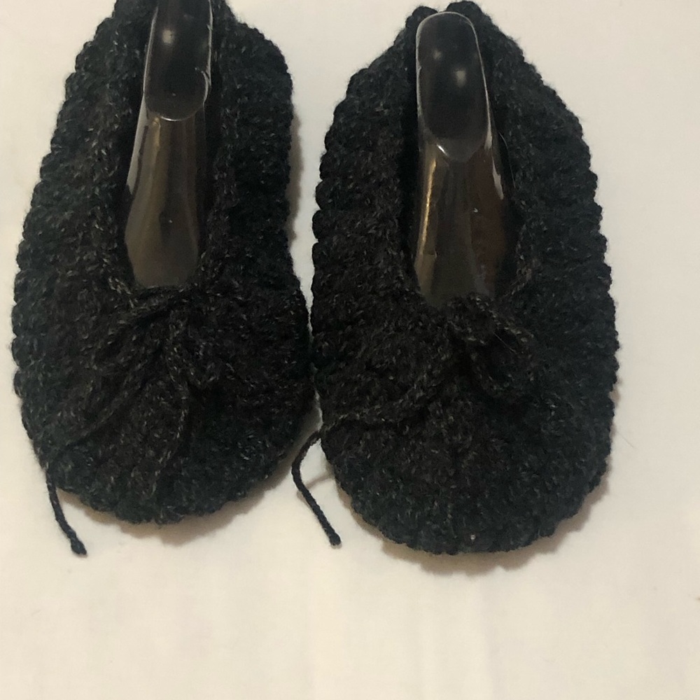 Black unisex Slippers, Crochet Houseshoes